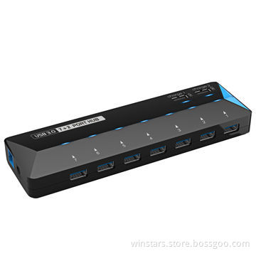 Hub, 7 + 2 Ports USB3.0 Up to 2.1A Charging FunctionNew